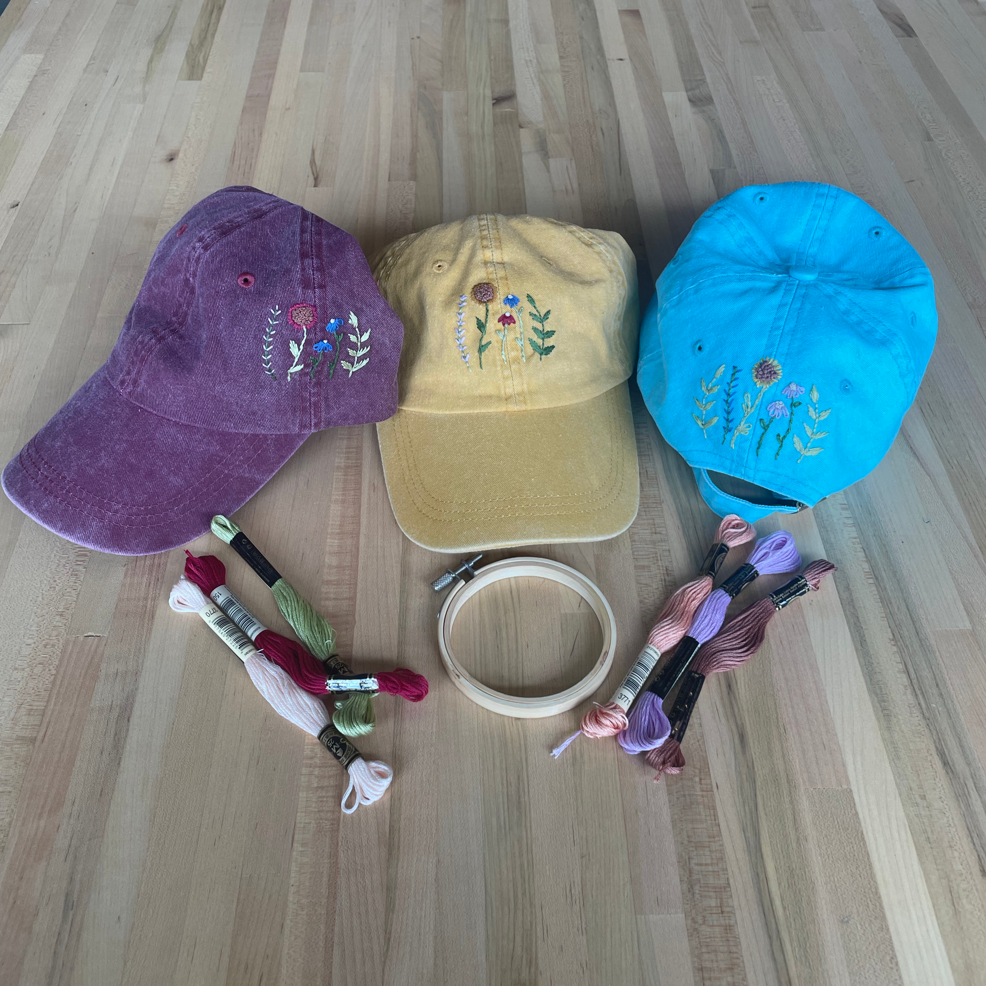 Embroidered Wildflower Hats